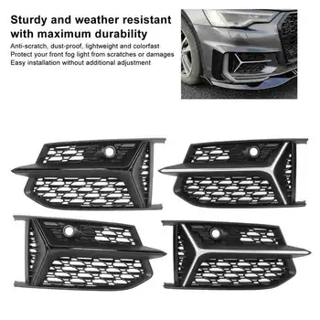 1 Пара Глянцевых Черных Сот Сетка Противотуманных Фар Крышка Лампы Решетки Для RS6 Стиль Подходит Для Audi A6 C8 S6 S-Line 2019 2020