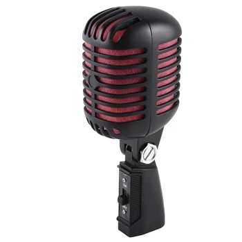 1 шт. Профессиональный классический Ретро динамический вокальный микрофон из черного и красного металла для живого исполнения Караоке