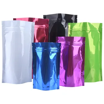 1000 шт./лот, 8 размеров, цветная сумка из алюминиевой фольги с застежкой-молнией, сумки для хранения продуктов оптом