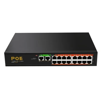 16 Портов 100 М + 2 порта Гигабитный коммутатор POE Сетевой коммутатор LAN Switching HUB Адаптер Неуправляемый коммутатор US Plug