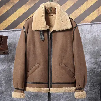2019 Новая мужская куртка из овчины B3 Airforce Flight Coat Короткая Кожаная куртка Зимняя мужская шуба