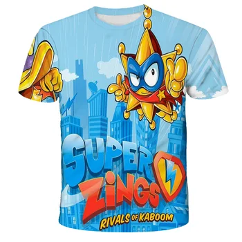 2023 Новая Летняя футболка для маленьких мальчиков Серии Los Super Zings с рисунком и принтом Dibujos De SuperZings, Детская одежда Для девочек