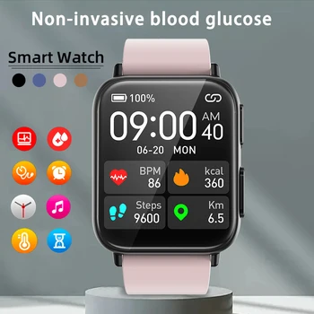 2023 Умные часы Мужские Неинвазивные Для измерения уровня глюкозы в крови ЭКГ + PPG Измерение артериального Давления Часы для Здоровья IP68 Водонепроницаемые Спортивные Смарт-Часы