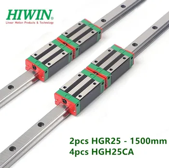 2шт 100% оригинальная линейная направляющая HIWIN HGR25 - 1500mm rail + 4шт узкие каретки HGH25CA с ЧПУ