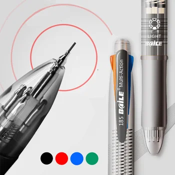5 в 1 Многоцветная Шариковая ручка-маркер С черными/Синими/зелеными/Красными чернилами Шариковая ручка 0,7 мм + 1 шт. Автоматический карандаш 0,5 мм для письма