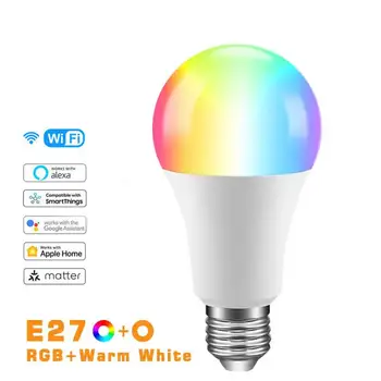 9 Вт Материя Прямого Подключения WiFi RGB + Белая лампочка e27 Light Smart APP Control Поддержка Homekit Siri Google Home Alexa SmartThings