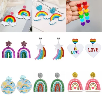 Donarsei Модные разноцветные Радужные серьги для женщин, милые висячие серьги с изображением Сердца в виде Облака из Мультфильма, подарок