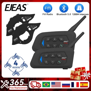 EJEAS V4 PLUS Bluetooth5.1 Гарнитура внутренней связи Для мотоциклетного шлема С 1200 М BT Переговорным устройством Для 4 гонщиков IP65 Водонепроницаемый