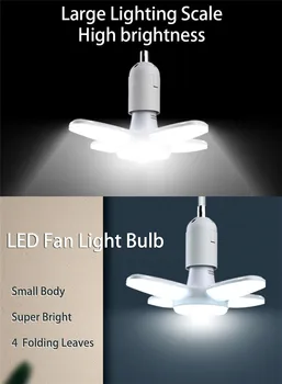 Fan Form Led-lampe E27 LED Lampe Faltbare Folding LED Licht Lampen Für Zu Hause Decke Lampe Lager Garage Licht Warm Weiß