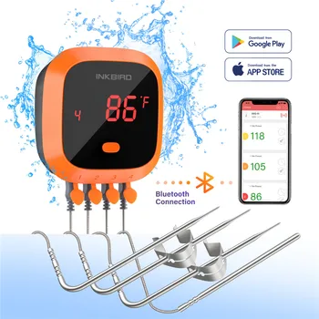 INKBIRD IBT-4XC Водонепроницаемый пищевой термометр с 4 датчиками температуры, Перезаряжаемый магнит, Bluetooth, умный термометр для сигнализации барбекю