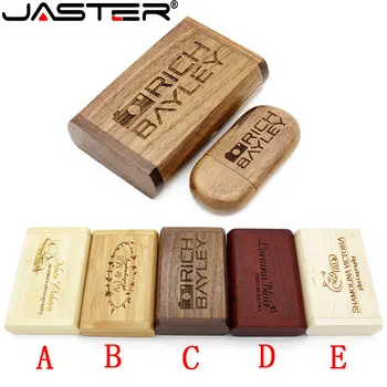 JASTER (БОЛЕЕ 1 шт. с бесплатным логотипом) Деревянный USB + коробка Флэш-накопитель Pendrive 4 гб 8 ГБ 16 ГБ 32 ГБ 64 гб 128 ГБ Memory Stick Фотографии подарков