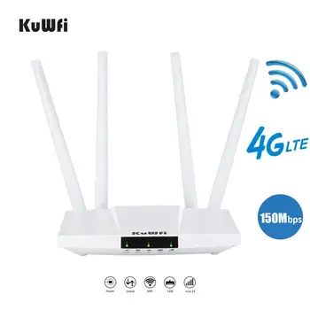 KuWFi 4G LTE Маршрутизатор CAT4 150 Мбит/с Wifi Маршрутизатор 3G/4G Разблокированный Модем FDD/TDD Поддержка SIM-карты 32 Пользователей с портом RJ45 WAN/LAN