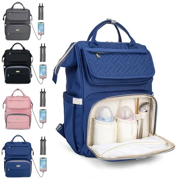 Lequeen USB Сумка для подгузников Рюкзак Для мамы, Большая вместительная сумка для мамы и ребенка, многофункциональные водонепроницаемые дорожные сумки для подгузников по уходу за ребенком