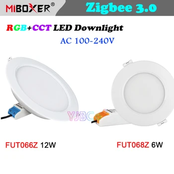 Miboxer Zigbee 3,0 6 Вт 12 Вт RGBCCT светодиодный светильник AC110V 220 В Потолочный Светильник Круглая панель лампа Zigbee 3,0 Пульт дистанционного управления/приложение/Голосовое управление