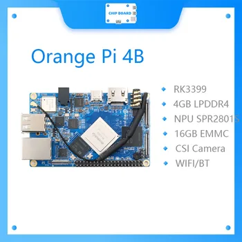 Orange Pi 4B 4GB DDR4 + 16GB EMMC Flash Rockchip RK3399 с платой разработки NPU SPR2801S Поддерживает Android Ubuntu Debian
