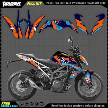 PowerZone для пользовательских командных графических фонов, отличительных знаков, набора наклеек для мотоцикла KTM 17-21 duke125 250 390 2017-2021 003
