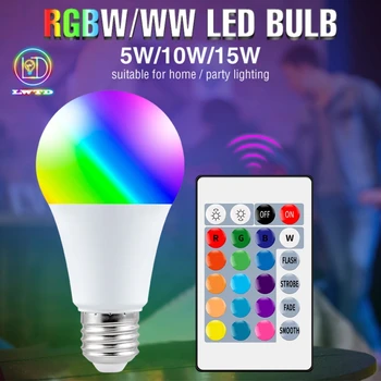 RGB Лампа LED E27 5 Вт-15 Вт 220 В Семицветный Светильник S Дистанционное Управление Интеллектуальная Лампа RGBW Спальня Гостиная Световой Светильник
