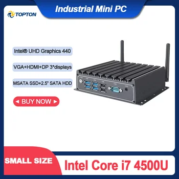 TOPTON Промышленный Мини-ПК Intel Core i7 4500U Безвентиляторный Настольный компьютер Windows 10 Linux 4 * USB3.0 2 * Lan
