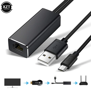 Адаптер Сетевой карты USB Lan Ethernet Micro USB для подключения к RJ45 10/100 Мбит/с для Fire TV Stick Chromecast Ultra Audio Google