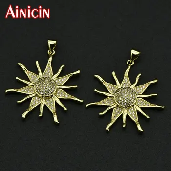 Высококачественные подвески в форме Звезды с фианитами в форме Солнца для модных женских ожерелий, для изготовления выводов 10 шт./лот