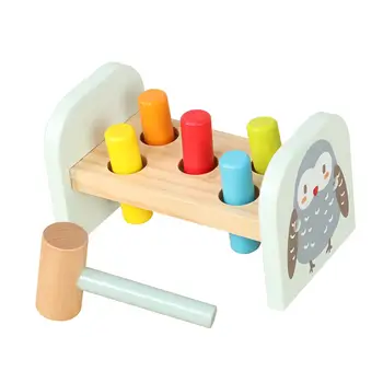 Деревянная цветная когнитивная игрушка с молотком, деревянная игра 