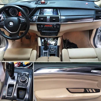 Для BMW X5 E70/X6 E71Car-Styling, Новая 3D/5D Автомобильная внутренняя Центральная консоль из углеродного волокна, изменяющая цвет, Литьевая наклейка, Аксессуары