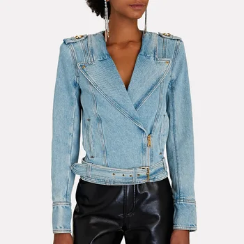 Женская куртка 2023, Осень, Y2k, украшение на пуговицах, Винтажное байкерское Стильное Универсальное хлопковое джинсовое пальто, топ