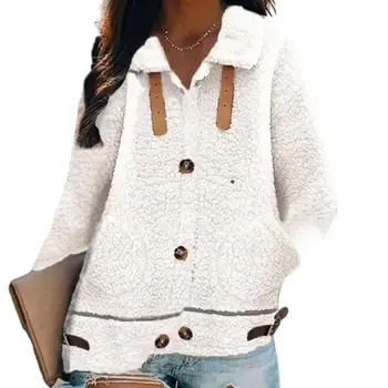 Женская куртка, стильные теплые женские зимние пальто из искусственной шерсти ягненка, однобортное, морозостойкое, с карманами на лацканах, Stap Decor Lady