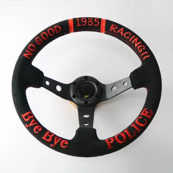 Замшевое Рулевое колесо 14 дюймов, черный ЛОГОТИП No GOOD, универсальное Гоночное спортивное Рулевое колесо
