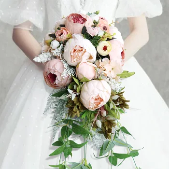 Имитация Букета Невесты Свадебные принадлежности Водопад Капли воды Mori Открытый Свадебный букет С цветами В Руках