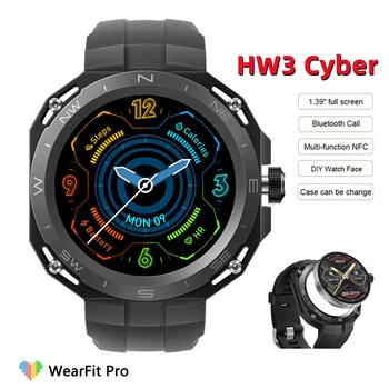 Кибер смарт-часы HW3 Мужские Женские Смарт-часы с функцией NFC Bluetooth для звонков Спортивные часы Фитнес-браслет Женские наручные часы Электронные часы