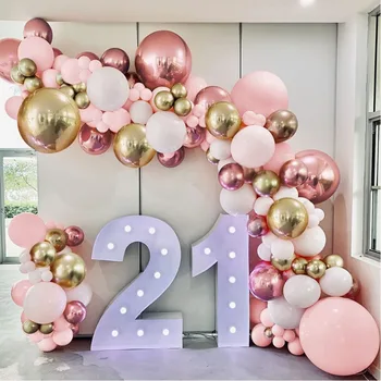 Комплект для арки с гирляндой из розовых воздушных шаров, украшения для вечеринки по случаю Дня рождения, Детский день рождения, свадебный декор из белого золота, шары для душа ребенка
