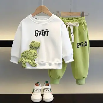Комплект одежды для мальчиков 2023 года, Новый детский топ и брюки, комплект свитеров с длинными рукавами для мальчиков из двух предметов, Детский костюм