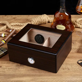Коробка-хьюмидор для сигар из кедрового дерева, Портативный футляр для сигар с увлажнителем-гигрометром, Коробка-хьюмидор для сигар, коробка для сигар