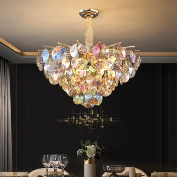 Лампа с цветным хрусталем, винтажное светодиодное освещение для декора гостиной, Роскошный домашний декор, Подвесные светильники для интерьера, Дизайнерские украшения