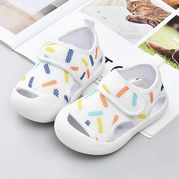 Летние Детские сандалии от 1 до 4 лет Унисекс, Детская дышащая обувь из воздушной сетки, нескользящие кроссовки на мягкой подошве для малышей, повседневная обувь для младенцев