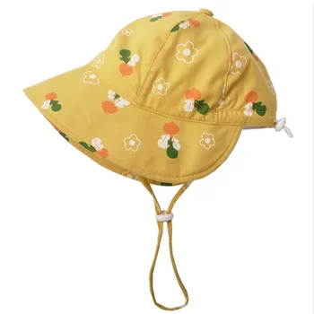 Летняя Шляпа Для малышей, Солнцезащитный Пляжный Аксессуар для девочек и мальчиков, защита от ультрафиолета, Большие поля с завязками, кепка для улицы