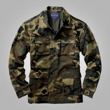 Модная военная Камуфляжная куртка-карго, мужская Повседневная Свободная хлопчатобумажная куртка мешковатой плотности, уличная тактическая одежда