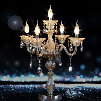 Модная хрустальная настольная лампа, роскошная прикроватная лампа для супружеской спальни, современная декоративная лампа