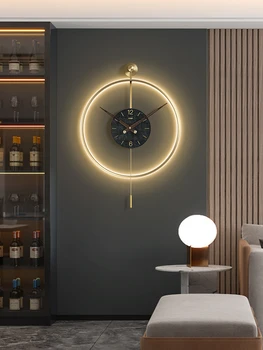Настенные часы для гостиной, столовой, Фоновые настенные бесшумные часы с подсветкой, роскошные креативные часы