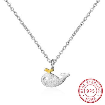 Настоящее чистое серебро 925 пробы, ожерелья с маленькими китовыми рыбками для женщин, ювелирные изделия, Рождественский подарок, ошейник, прямая доставка