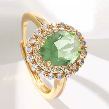 Новое модное открытое кольцо с натуральным цирконием для женщин, свадебные кольца светло-золотого цвета, высококачественные повседневные украшения