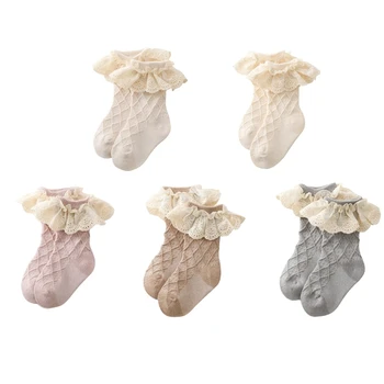 Носки С кружевной отделкой и оборками для маленьких девочек, носочки с оборками, носки принцессы для малышей