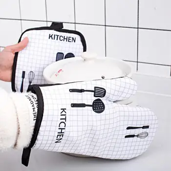 Перчатки для гриля BBQ 200, перчатки для гриля с экстремальной термостойкостью, нескользящие рукавицы для гриля с хлопковой изоляцией для кухни, приготовления барбекю