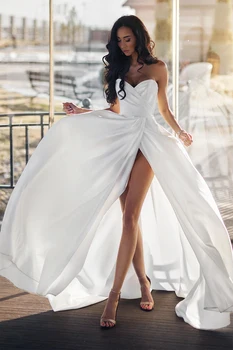 Пляжные свадебные платья 2023 Плюс Размер, Сексуальные свадебные платья без рукавов с разрезом сбоку, Vestidos de Mairee