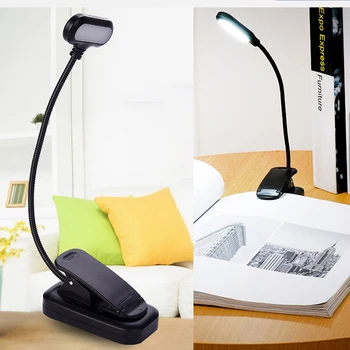 Светодиодный книжный ночник с защитой для глаз, регулируемая мини-настольная лампа для учебы, работающая на батарейках, гибкая для чтения в спальне во время путешествий