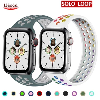 Силиконовый ремешок Solo Loop Для Apple Watch Ultra Band 49 мм 44 мм 40 мм 38 мм 42 мм 41 мм Эластичный браслет iWatch Series 3 SE 6 7 8 45 мм