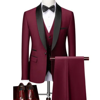 Сшитое на заказ Свадебное платье Жениха, Блейзер, Брюки, деловые Классические брюки высокого класса SA04-63999