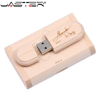 Флэш-накопитель JASTER с бесплатным логотипом Maple Изысканный USB с кассетной ручкой, 64 ГБ флэш-накопитель USB 2.0, подарки для свадебной фотографии