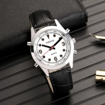 Французские говорящие часы с будильником, белый циферблат TFSW-22F